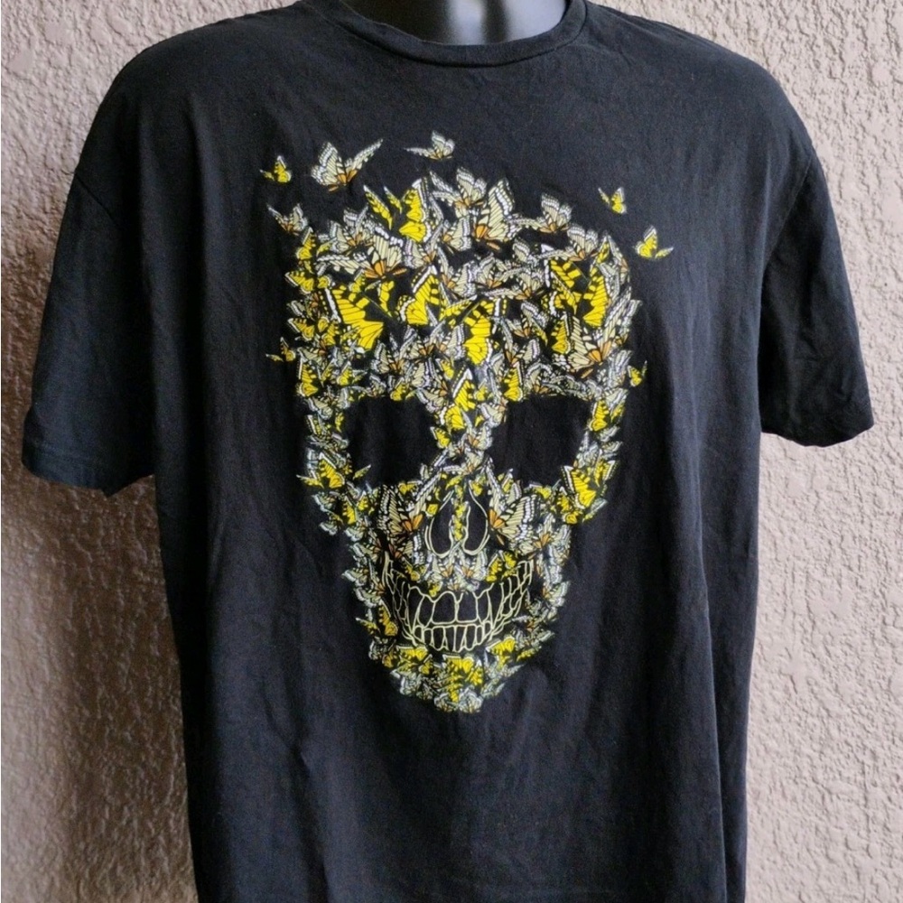 LCM international 100% cotton Black Skull Graphic T-Shirt size L